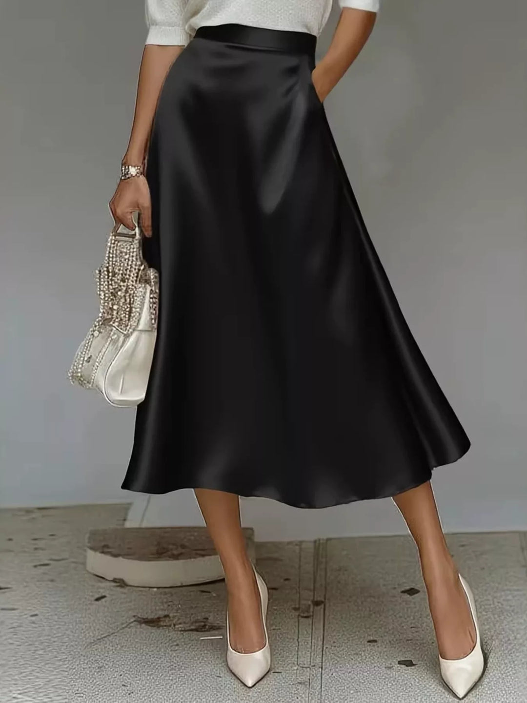 Satin Midi Skirt