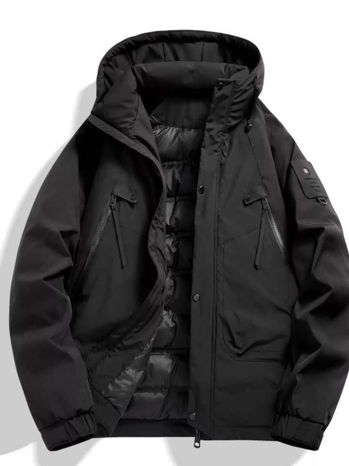 Men's Plus Size Hooded Snap Down Jacket