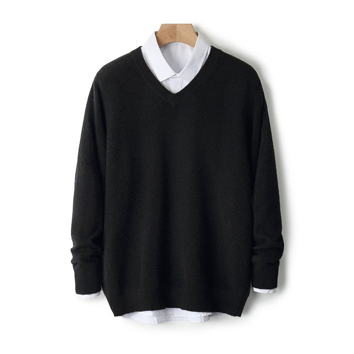 V-neck Cashmere Sweater Loose Fit Extra Thick