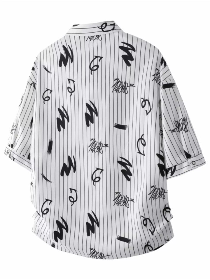 Men's Plus Size Striped Print Short Sleeve Casual Shirt