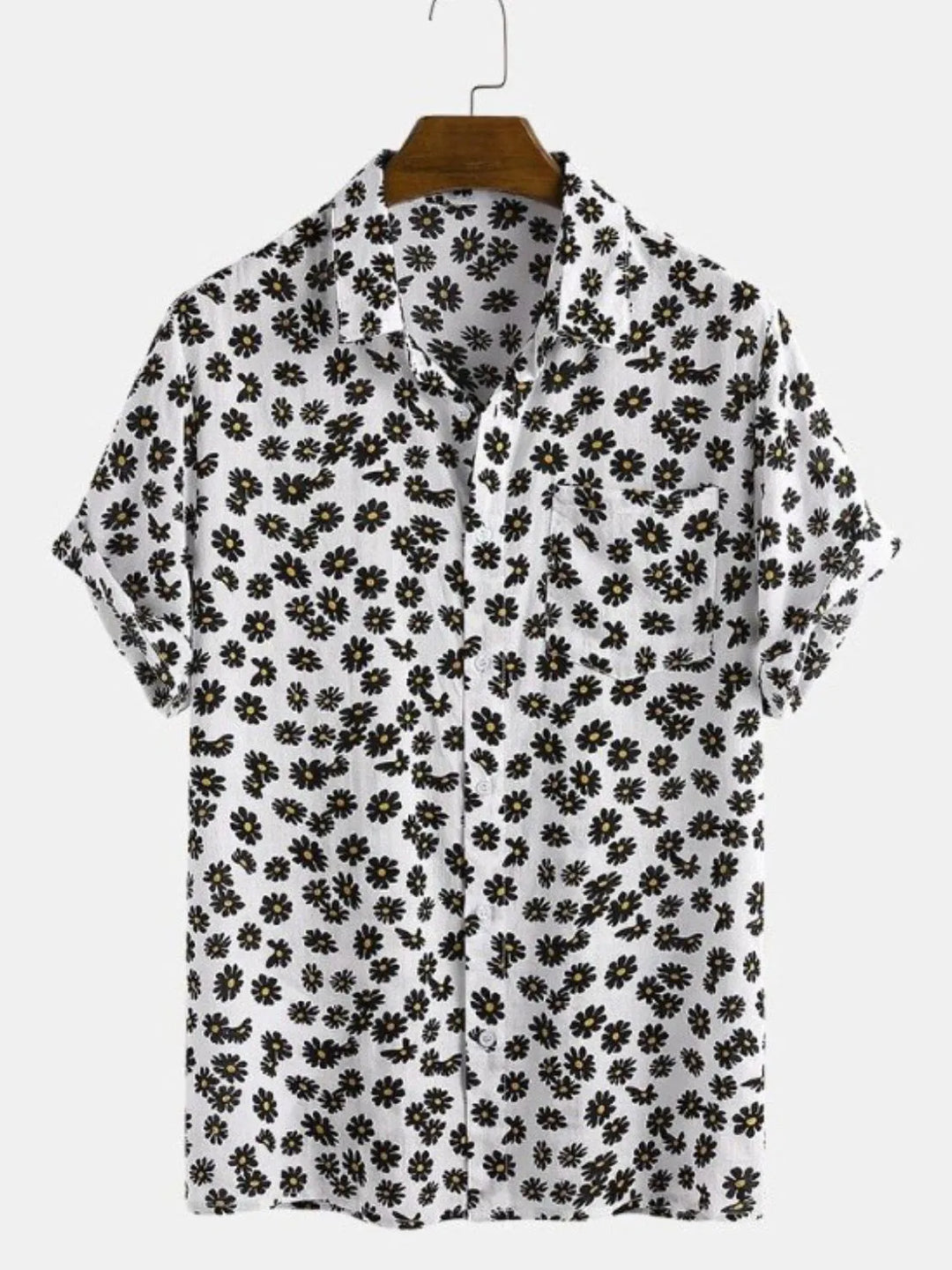 Men's Full Size Daisy Print Button Up Shirt Plus Size