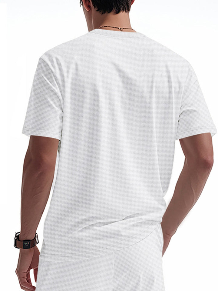 Men's Full Size Lace-Up Neck T-Shirt Plus Size