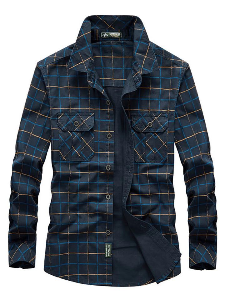 Men's Plus Size Casual Plaid Long Sleeve Shirt