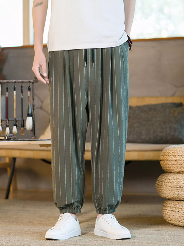 Men's Plus Size Striped Harem Pants