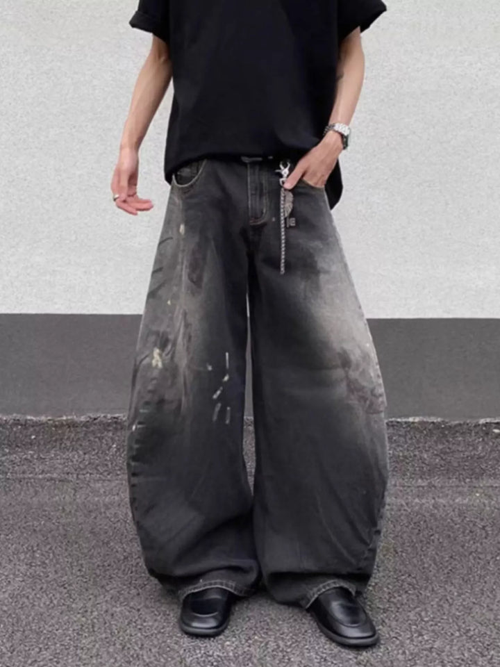 Men's Full Size Wide Leg Distressed Jeans Plus Size
