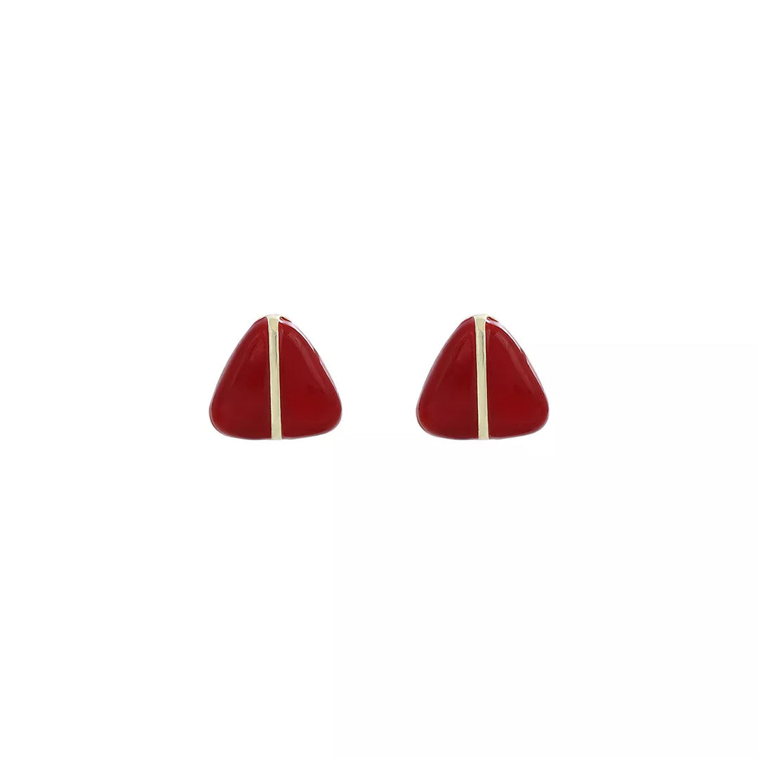 Geometric Triangle Stud Earrings with Gold Accent
