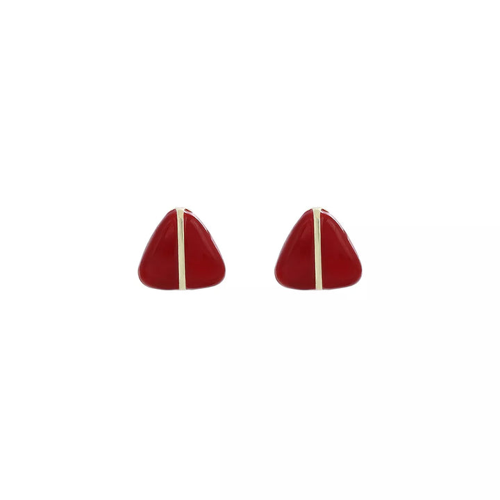 Geometric Triangle Stud Earrings with Gold Accent
