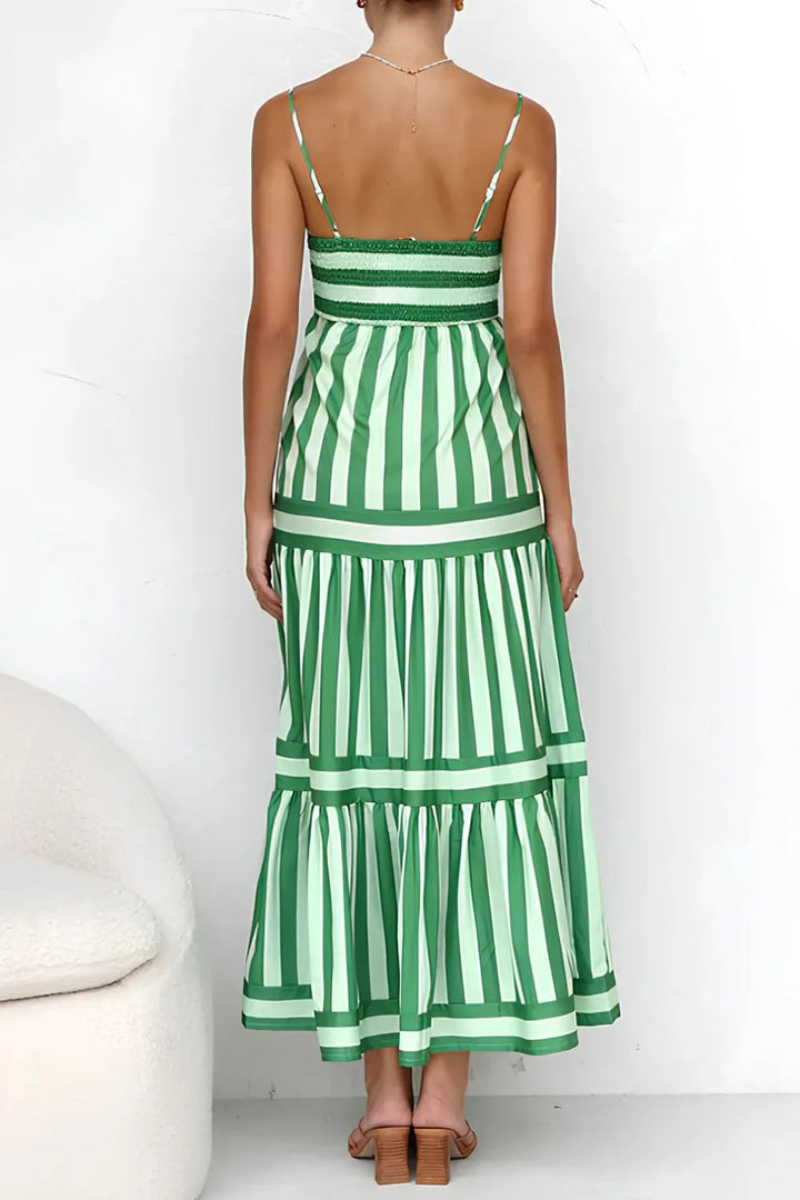 Striped Tiered Maxi Cami Dress
