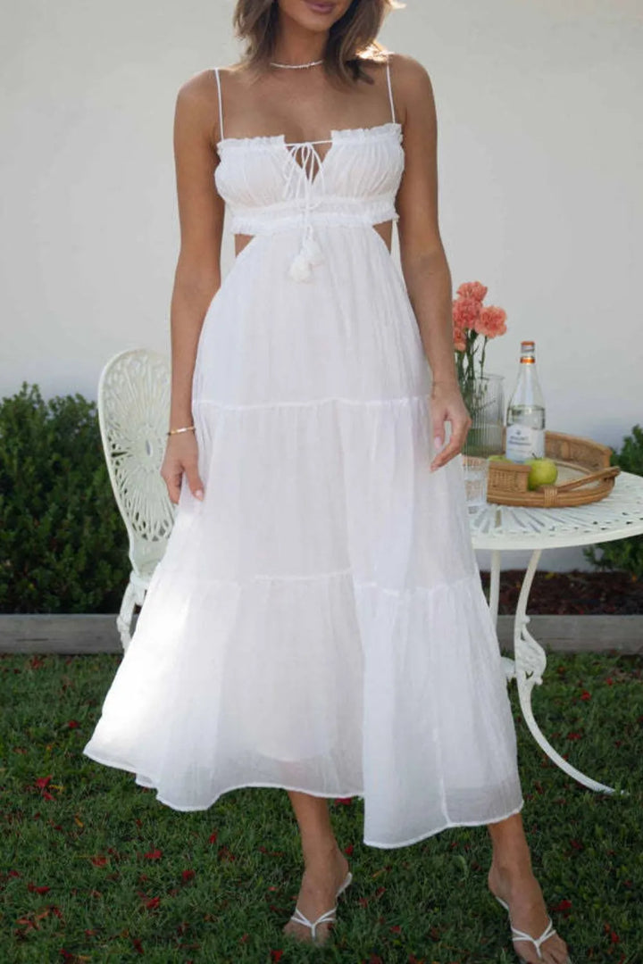 Cutout Square Neck Midi Cami Dress
