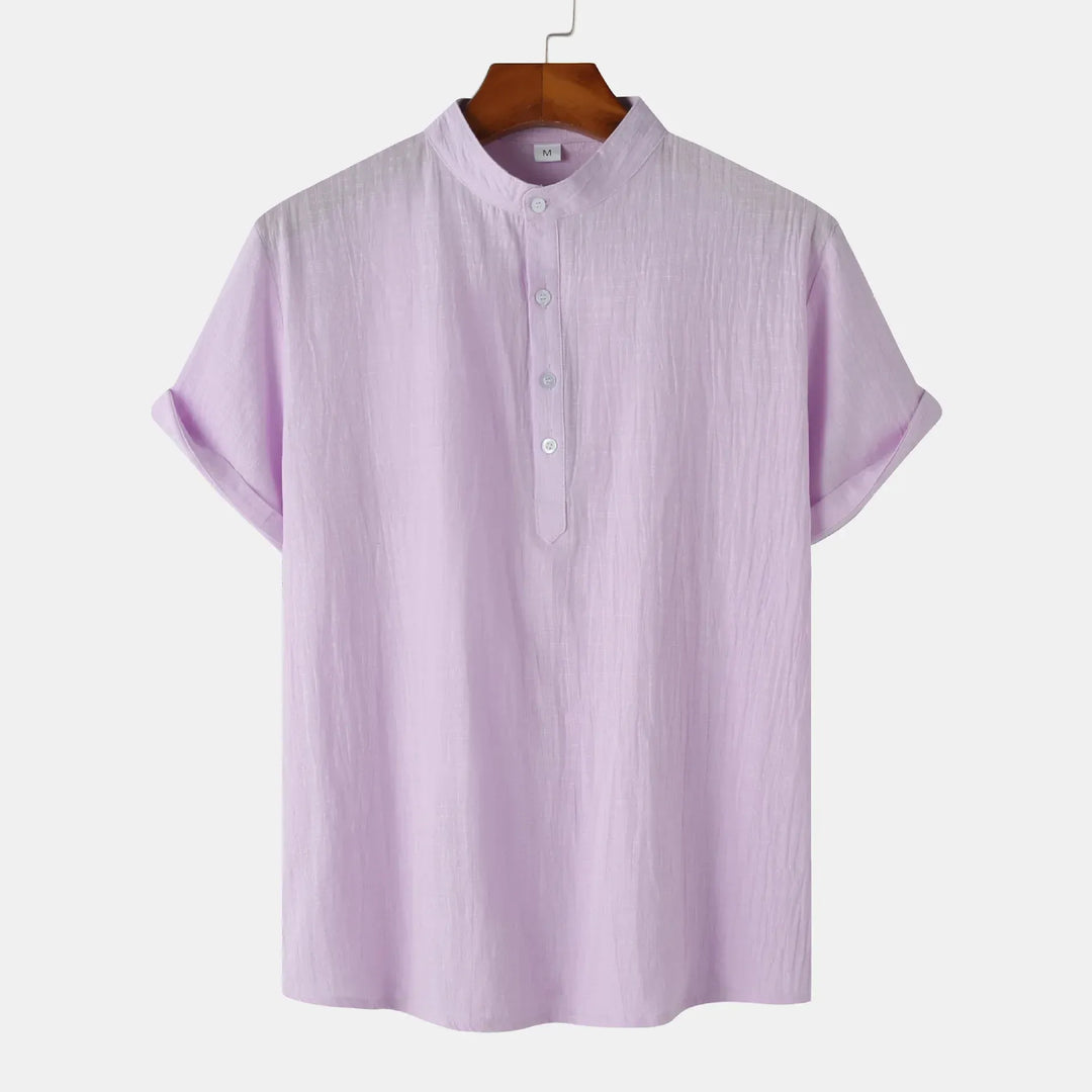 Men's Mandarin Collar Short Sleeve Henley Shirt