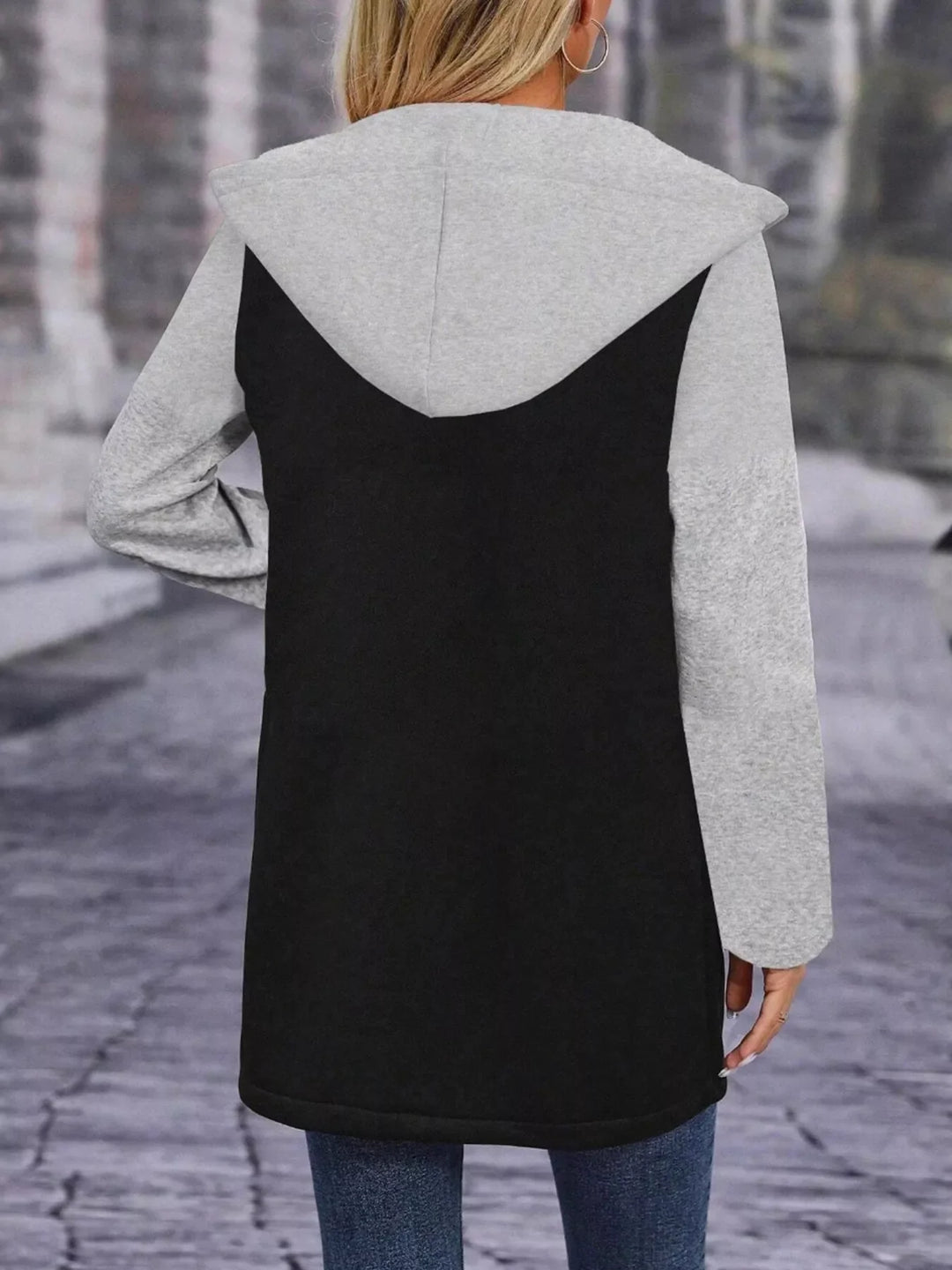 Full Size Zip Up Hooded Longline Outerwear Plus Size