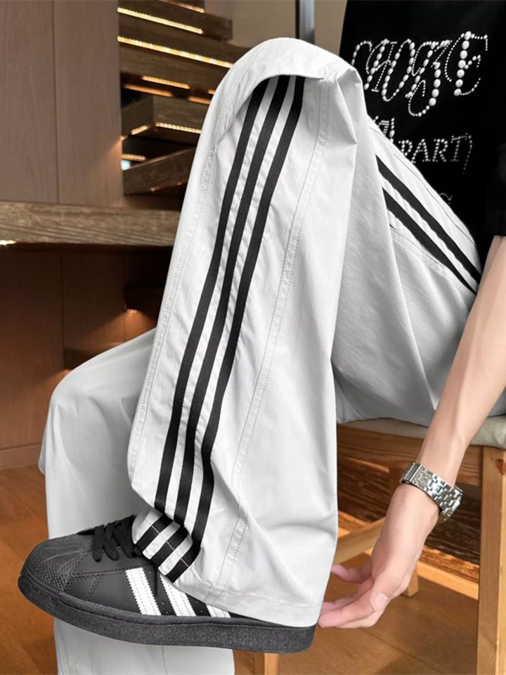 Men's Full Size Stripe Wide Leg Pants Plus Size