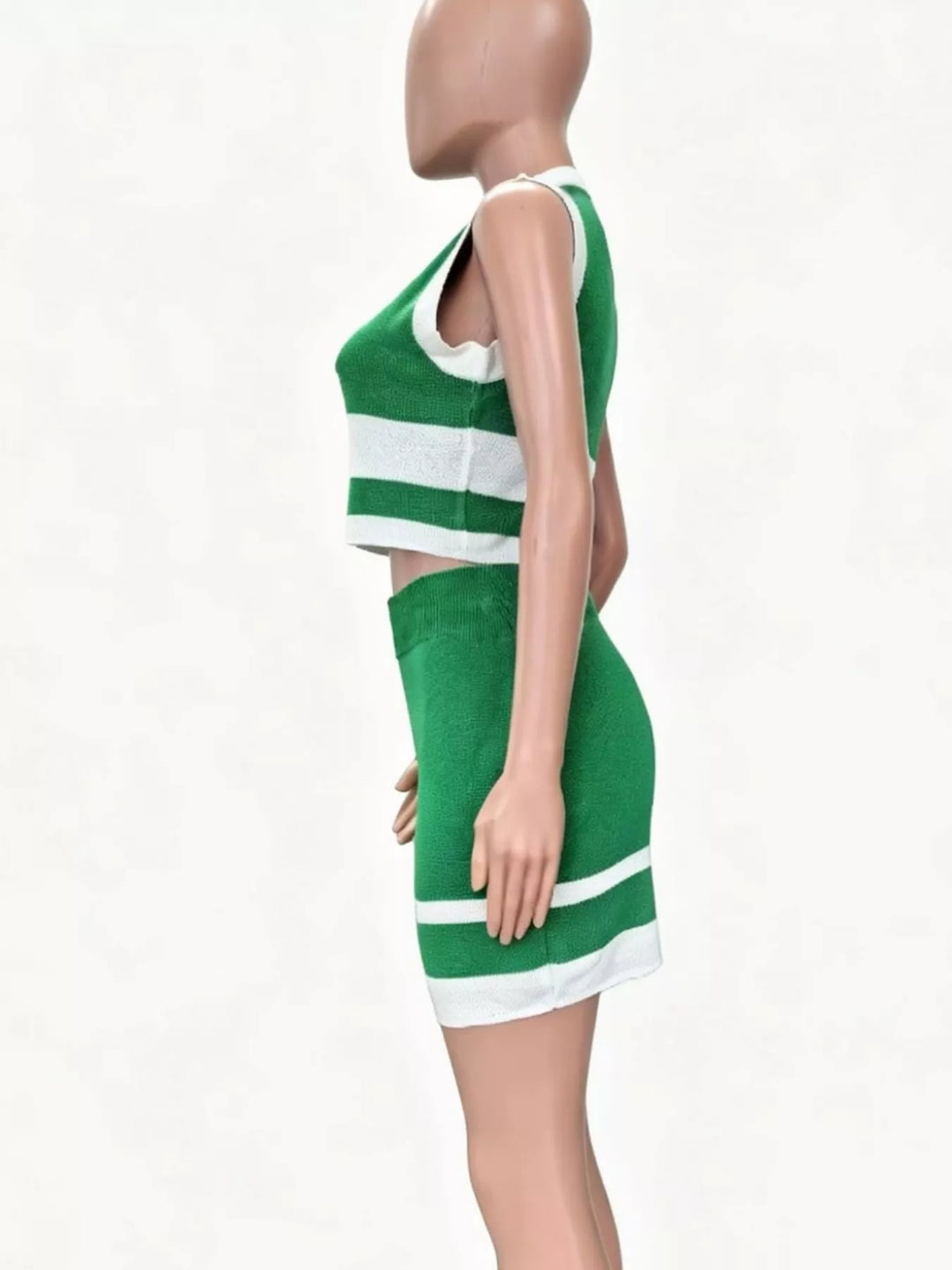 Contrast Trim Tank and Skirt Knit Set