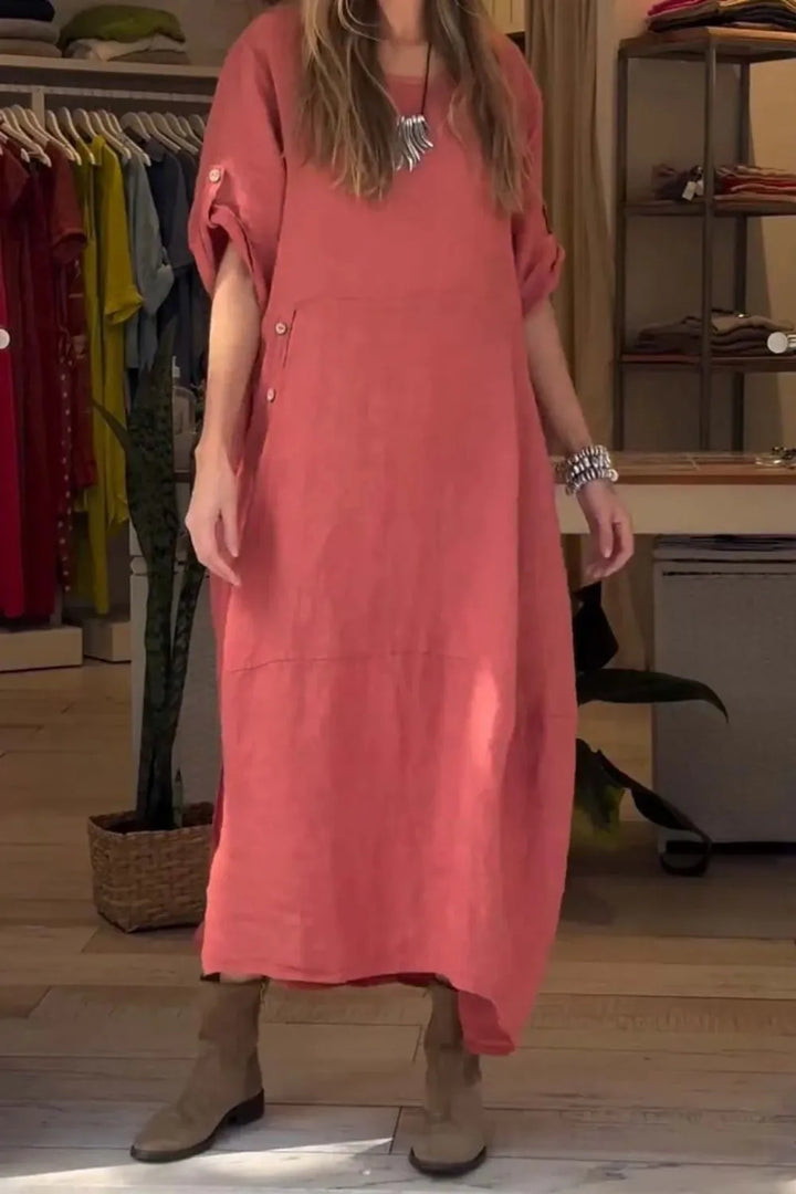 Full Size Relaxed Fit Short Sleeves Dress Plus Size