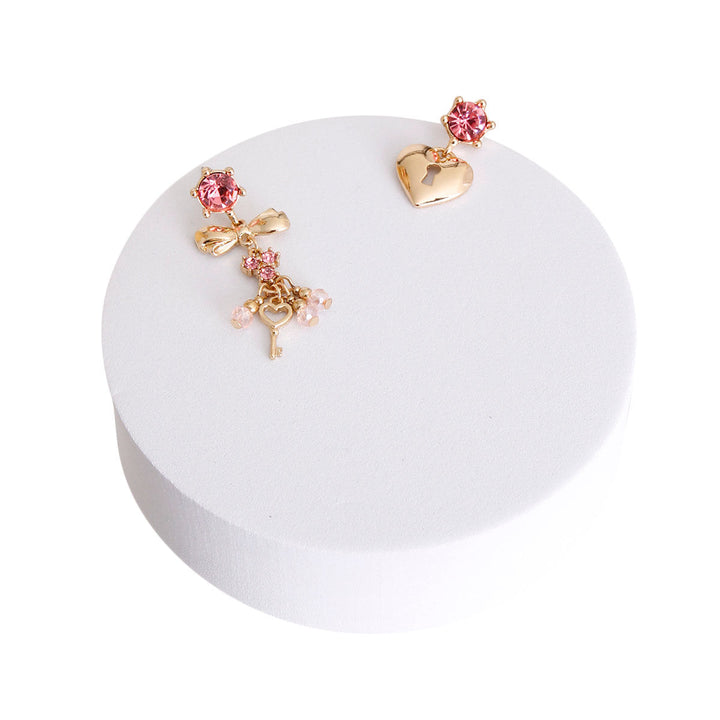 Gold Mismatched Lock Key Earrings