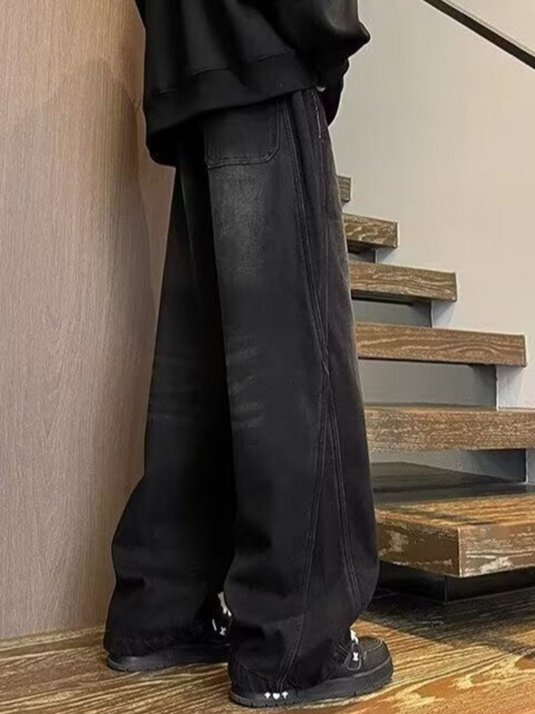Men's Full Size Washed Wide Leg Jeans Plus Size