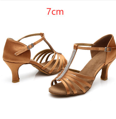 Women's Latin Dance Shoes Satin 7cm High Heel