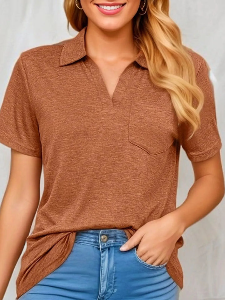 Johnny Collar Short Sleeve Top