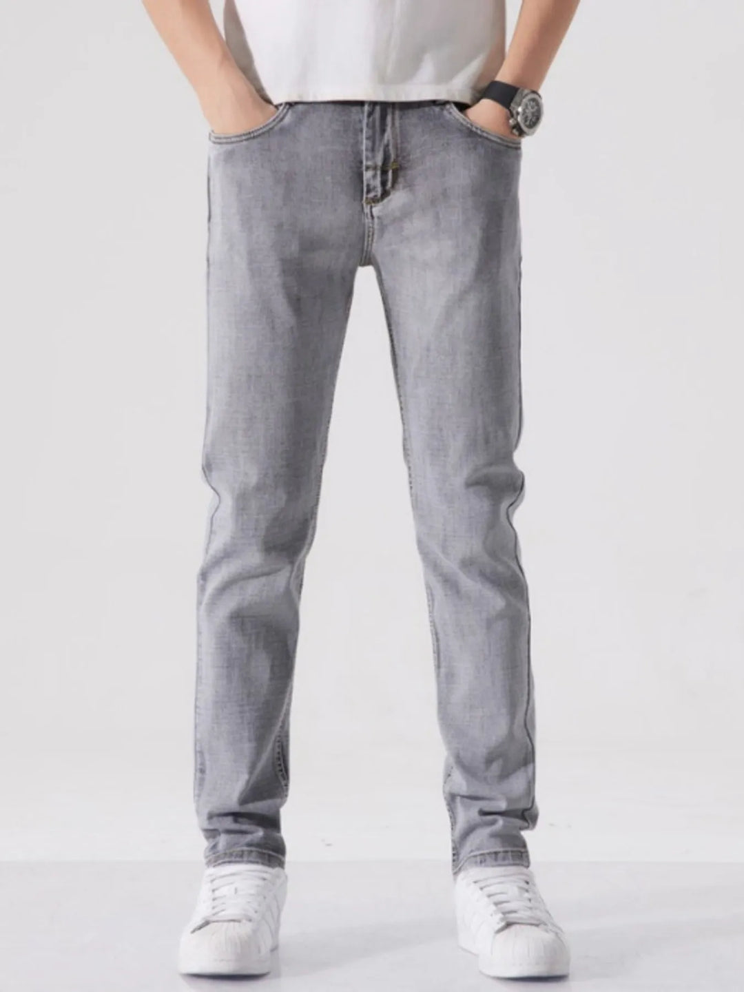 Men's Slim Fit Washed Jeans