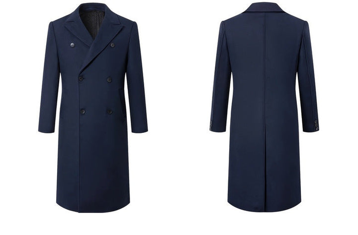 Men's Double-Breasted Slim-Fit Trench Coat