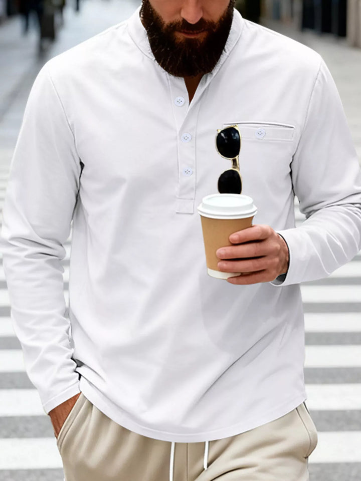Men's Full Size Button Detail Long Sleeve Shirt Plus Size
