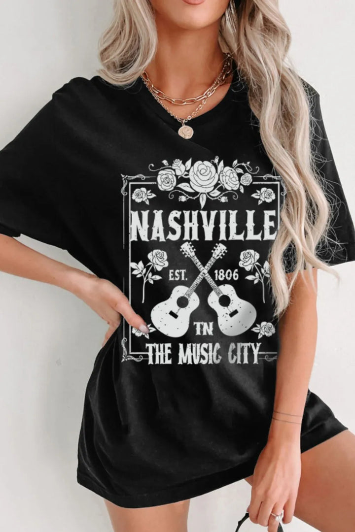 Graphic Round Neck Short Sleeve Oversized T-Shirt