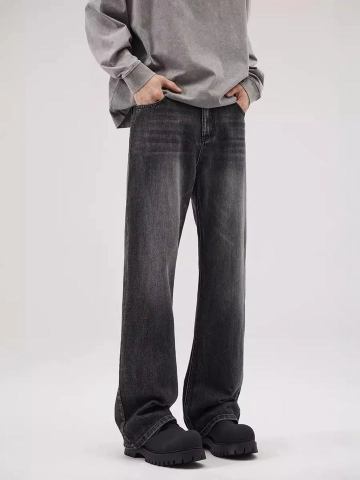 Men's Full Size Washed Straight Leg Jeans Plus Size