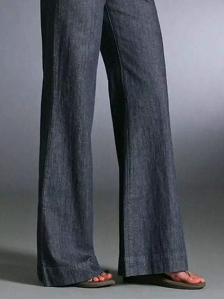 Full Size High-Waisted Wide-Leg Wash Jeans Plus Size