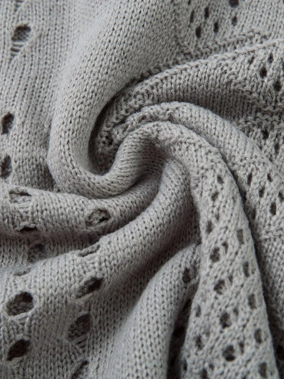 Men's Openwork Button Detail Knit Henley T-Shirt