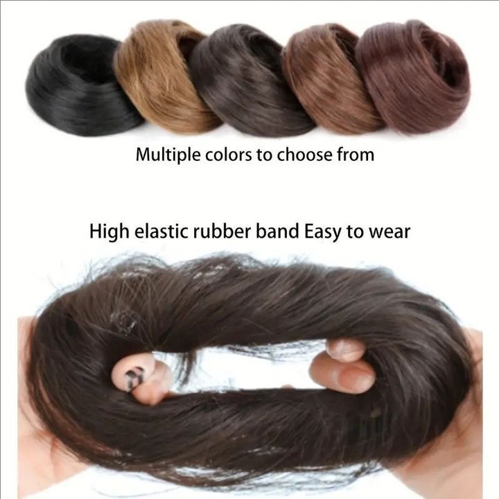 Female Hair Loop Simulation With Fluffy Wig And Rubber Band