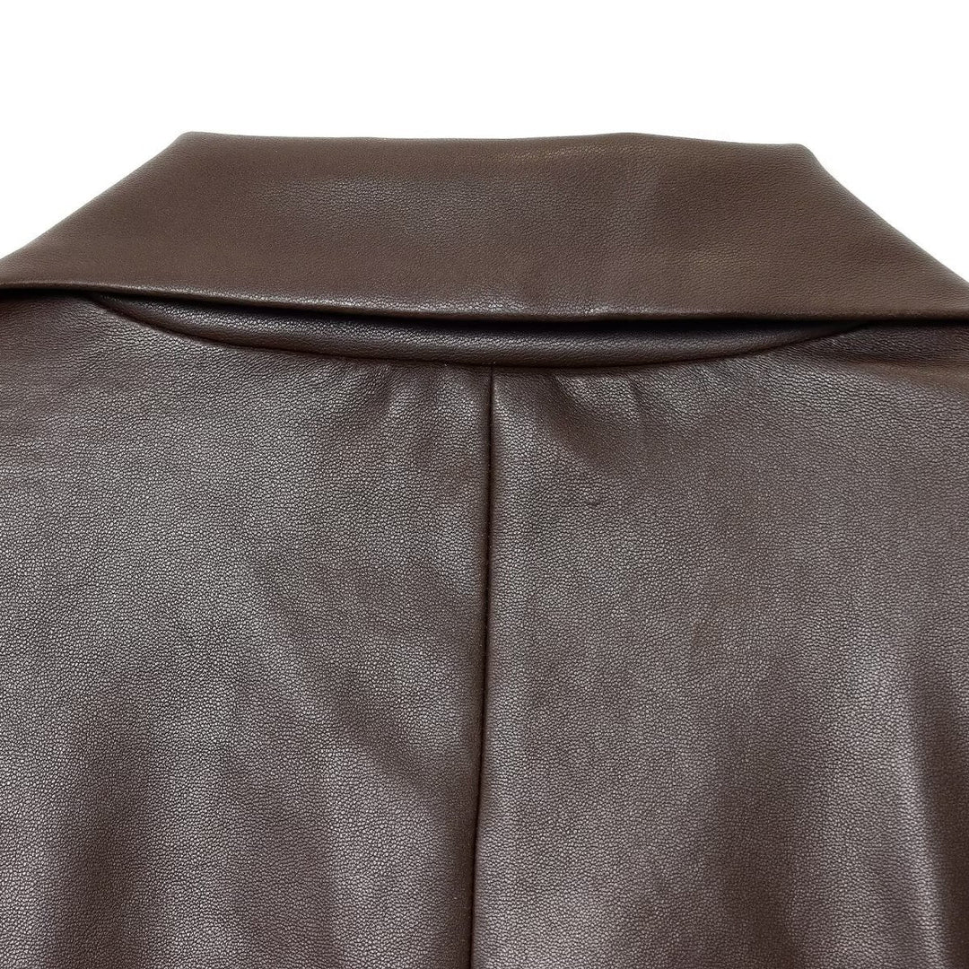 Simple Straight Leather Effect Blazer For Women