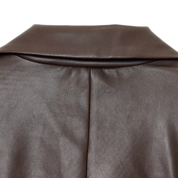 Simple Straight Leather Effect Blazer For Women
