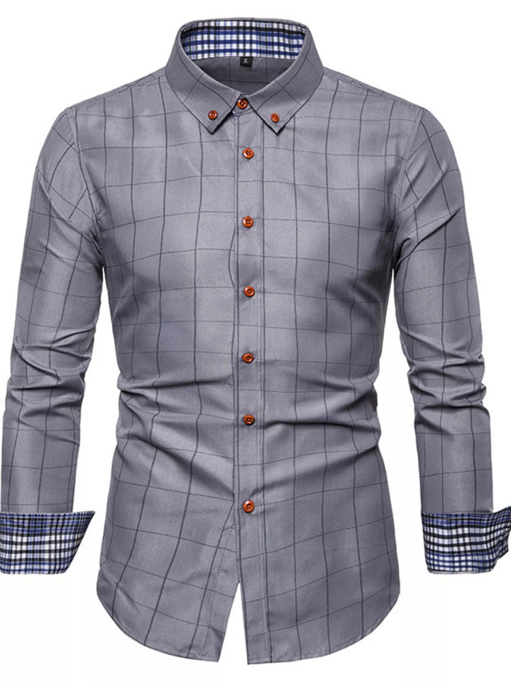 Men's Plus Size Classic Plaid Button-Down Shirt