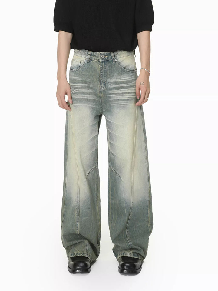 Men's Vintage Wash Wide Leg Jeans