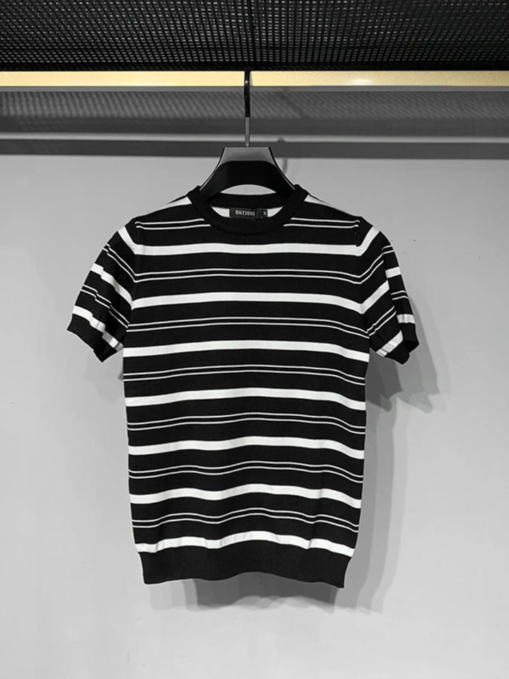 Men's Plus Size Classic Striped Short Sleeve Knit T-Shirt