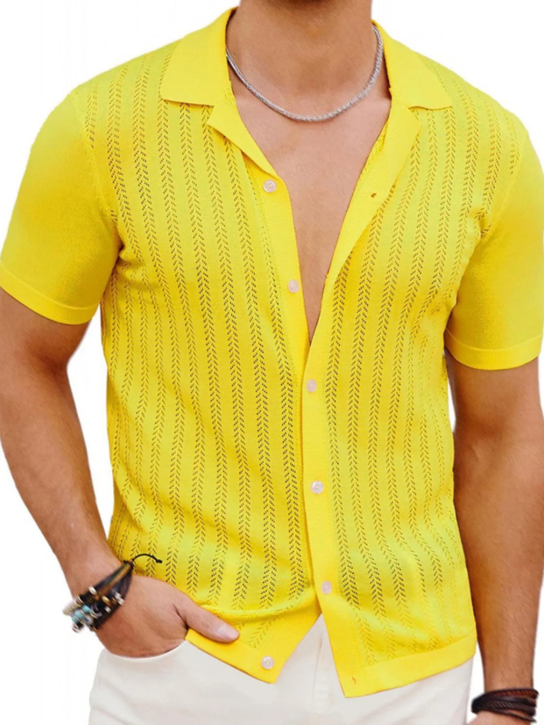 Men's Full Size Button Detail Short Sleeve Shirt Plus Size