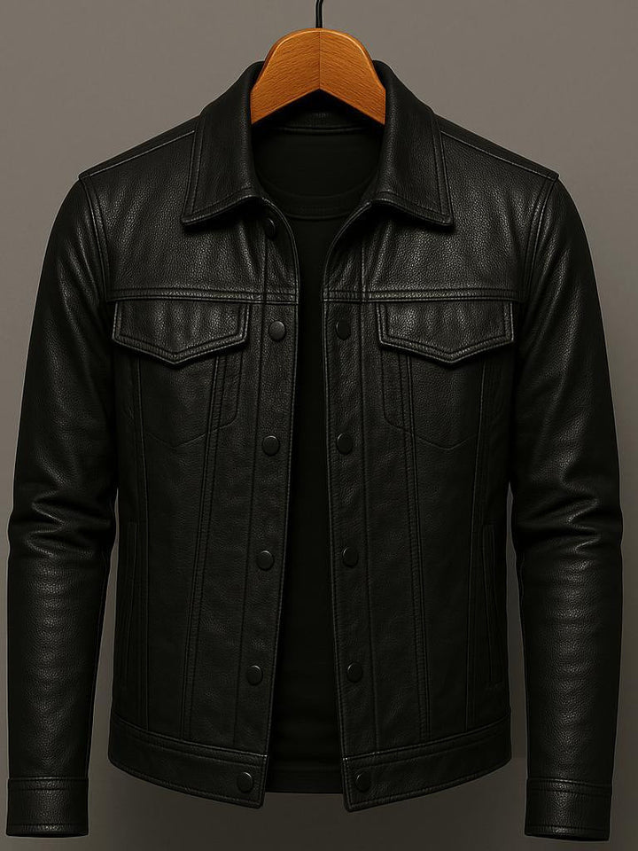 Mens Slim-fit Pilot Jacket With A Lapel Collar
