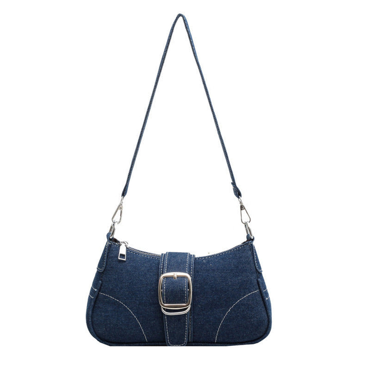 Solid-color Denim Single-shoulder Underarm Bag For Women