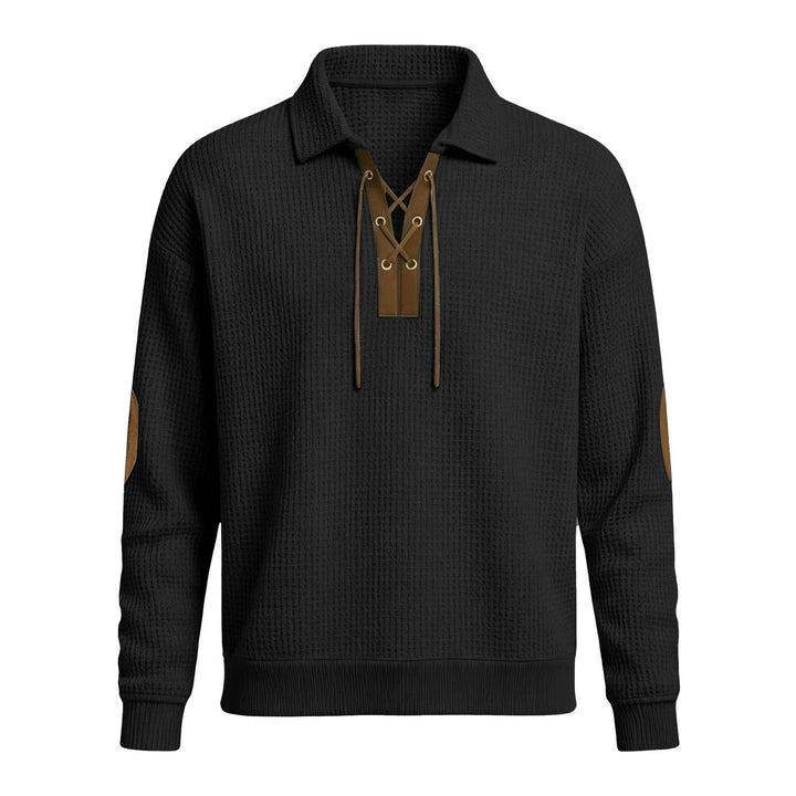 Mens Fashion Solid-Color Long-Sleeve Loose-Fit Sweatshirt