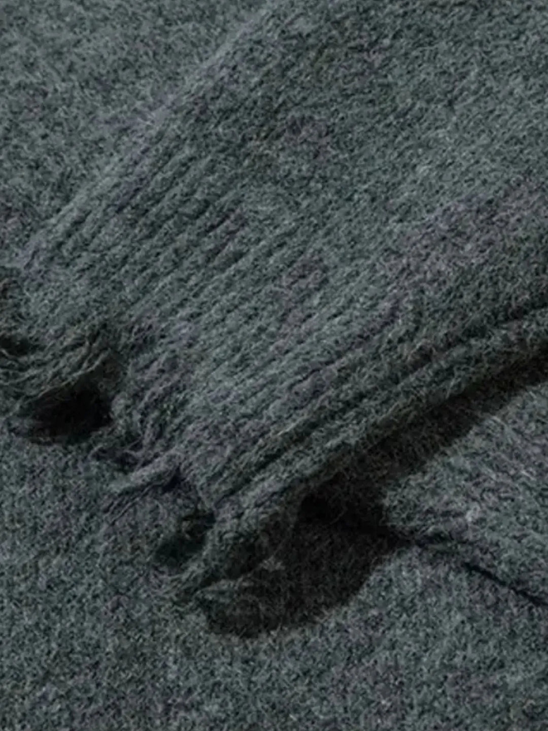 Men's Distressed Hem Half-Zip Sweater
