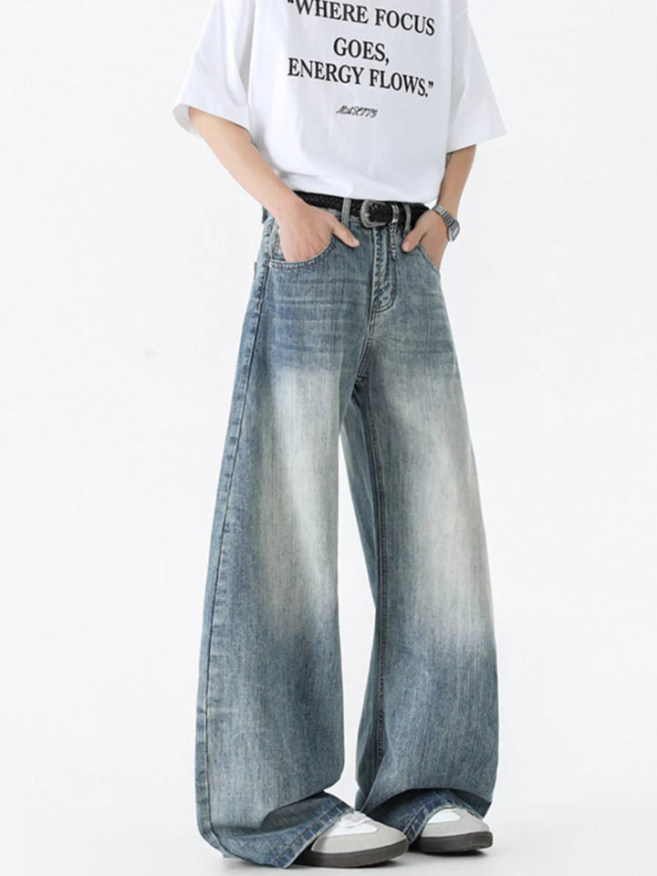 Men's Vintage Wash Wide Leg Jeans