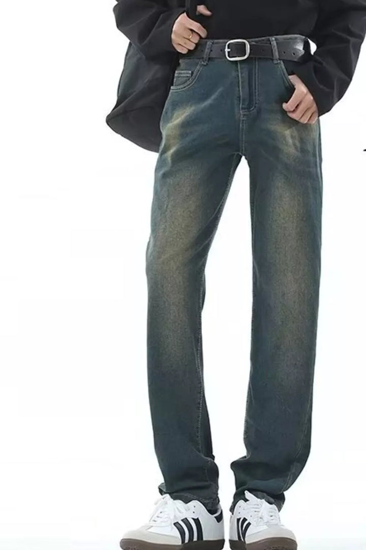 Men's Full Size Vintage Wash Straight Leg Jeans Plus Size
