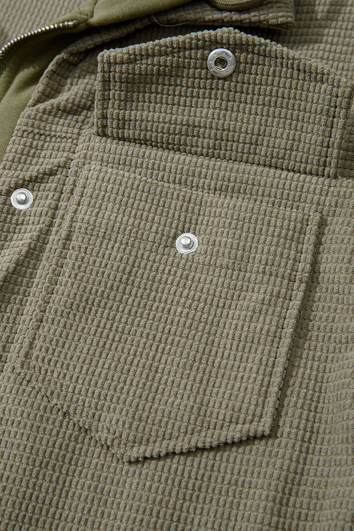 Laurel Green 2 in 1 Thermal Knit Textured Hooded Jacket