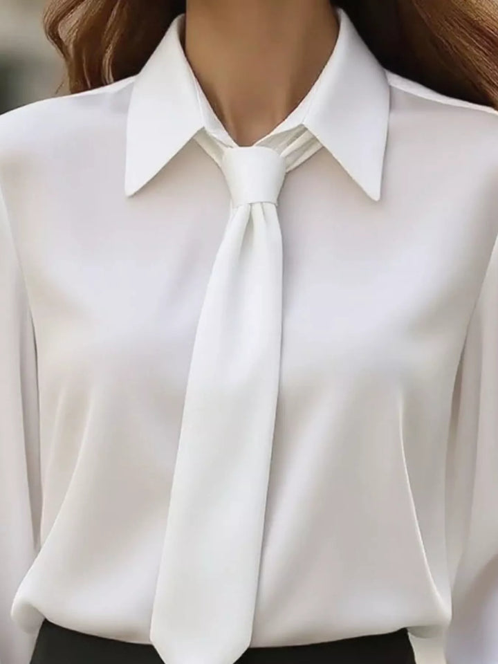 Collared Neck Long Sleeve Blouse
