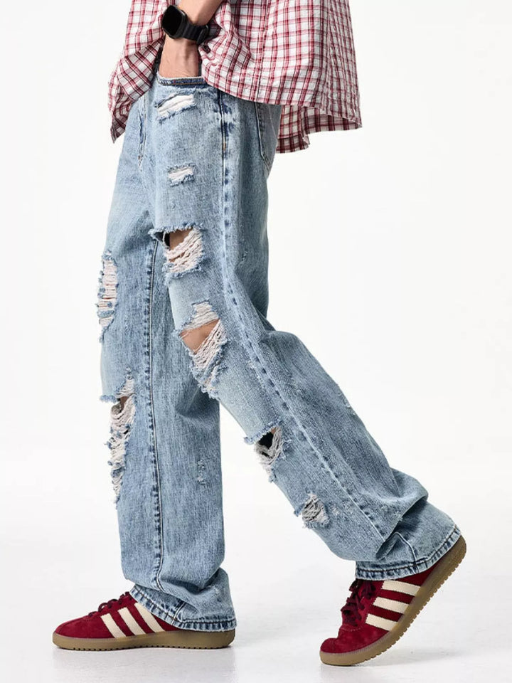 Men's Distressed Wide Leg Jeans