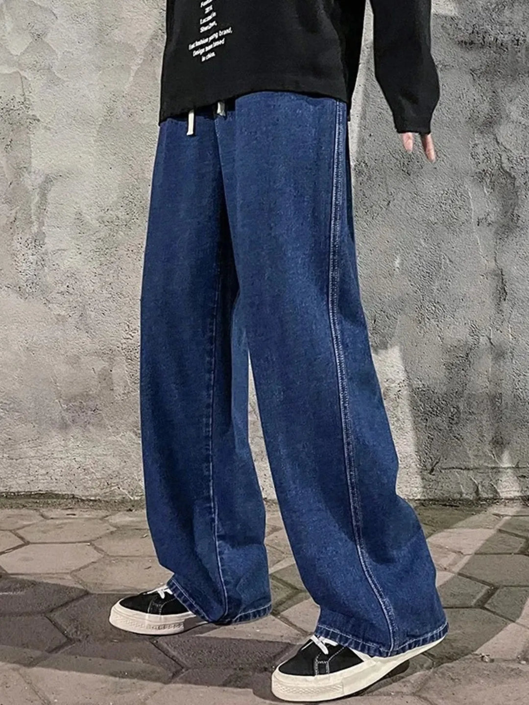 Men's Full Size Drawstring Wide Leg Jeans Plus Size