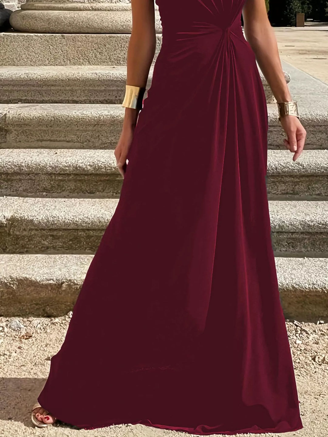 Twisted Round Neck Sleeveless Maxi Dress