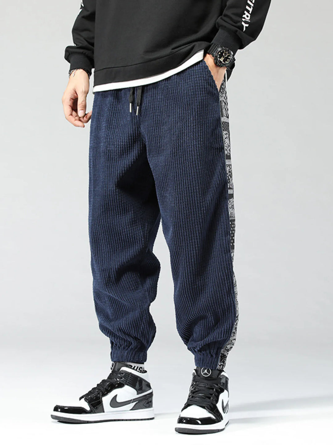 Men's Plus Size Drawstring Contrast Panel Joggers
