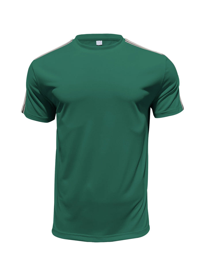 Men's Full Size Striped Shoulder Casual T-Shirt Plus Size