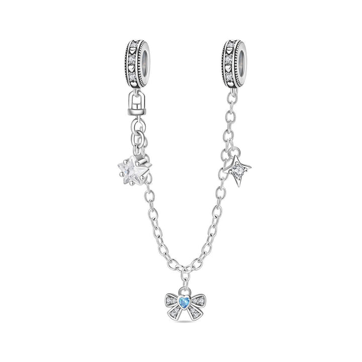 Blue Oil-drip Plated Silver Bow Bracelet And Necklace With Beads